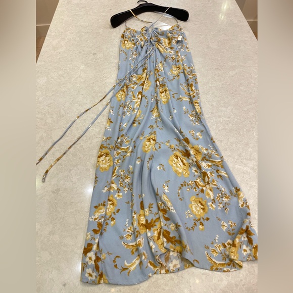 Reformation Dover Floral Print Midi Slip Dress in Heavenly Blue Size 8 - Picture 6 of 16